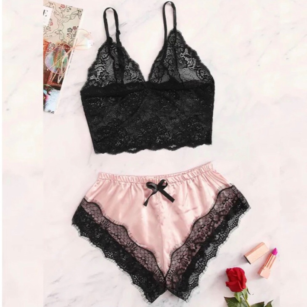 Satin and Lace Pajamas - Picture 4 of 4